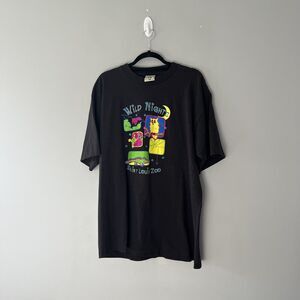 Vintage Alore Tshirt Black Wild Nights At The Saint Louis Zoo Graphic Cotton XL